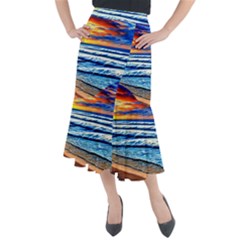 Sandy Beach Dreams Midi Mermaid Skirt by GardenOfOphir