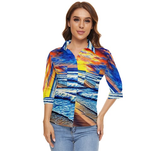 Sandy Beach Dreams Women s Quarter Sleeve Pocket Shirt by GardenOfOphir