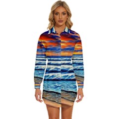 Sandy Beach Dreams Womens Long Sleeve Shirt Dress