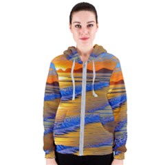 Waves Of Gold Women s Zipper Hoodie by GardenOfOphir