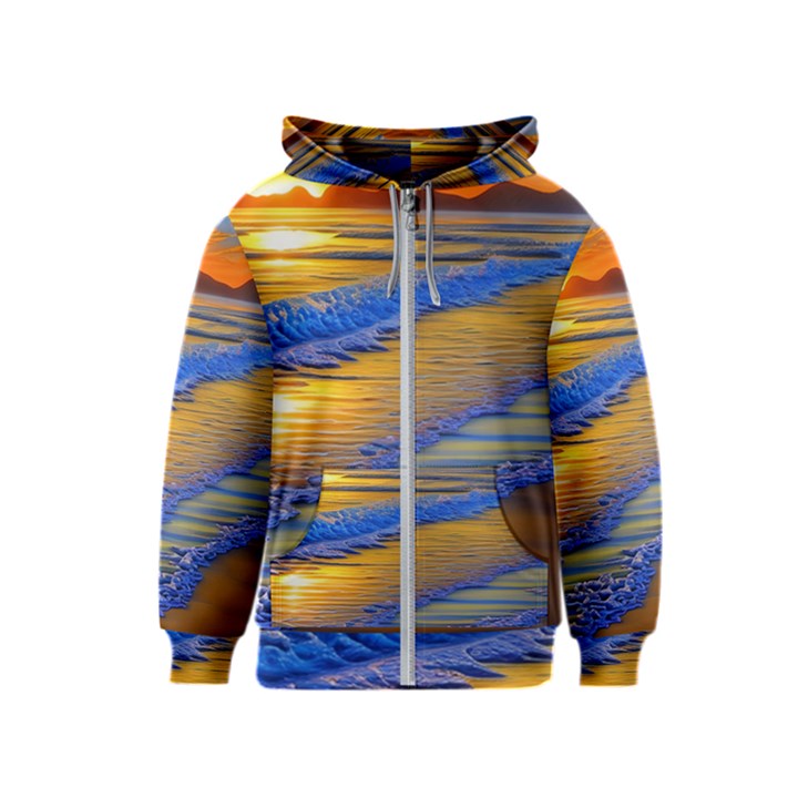 Waves Of Gold Kids  Zipper Hoodie