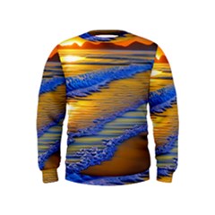 Waves Of Gold Kids  Sweatshirt by GardenOfOphir