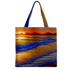 Waves Of Gold Zipper Grocery Tote Bag by GardenOfOphir