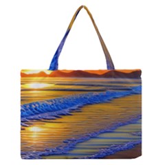 Waves Of Gold Zipper Medium Tote Bag by GardenOfOphir