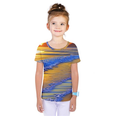 Waves Of Gold Kids  One Piece Tee by GardenOfOphir