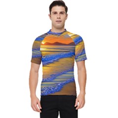 Waves Of Gold Men s Short Sleeve Rash Guard by GardenOfOphir