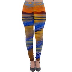 Waves Of Gold Lightweight Velour Leggings by GardenOfOphir