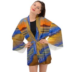 Waves Of Gold Long Sleeve Kimono by GardenOfOphir