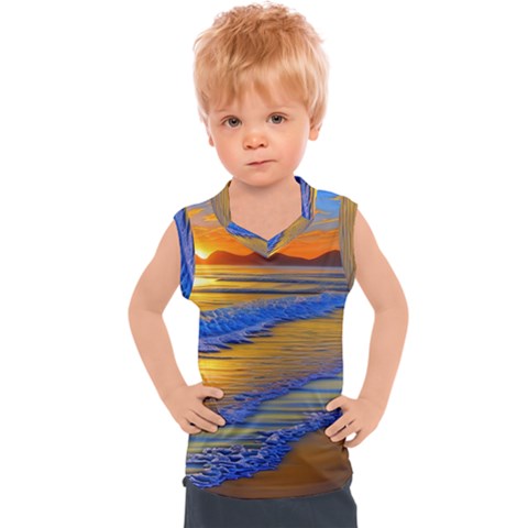 Waves Of Gold Kids  Sport Tank Top by GardenOfOphir