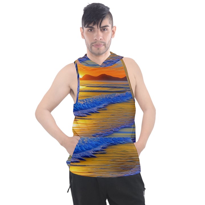 Waves Of Gold Men s Sleeveless Hoodie