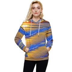 Waves Of Gold Women s Lightweight Drawstring Hoodie by GardenOfOphir