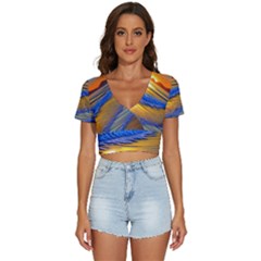 Waves Of Gold V-neck Crop Top by GardenOfOphir