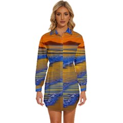 Waves Of Gold Womens Long Sleeve Shirt Dress