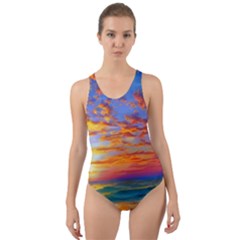 Summer Sunset Cut-out Back One Piece Swimsuit by GardenOfOphir