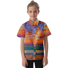 Summer Sunset Kids  Short Sleeve Shirt by GardenOfOphir