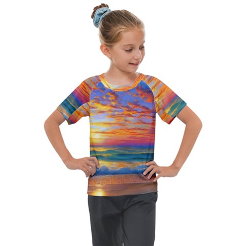 Summer Sunset Kids  Mesh Piece Tee by GardenOfOphir