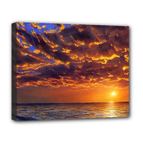 Orange Sunburst Deluxe Canvas 20  X 16  (stretched) by GardenOfOphir