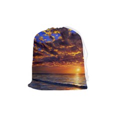 Orange Sunburst Drawstring Pouch (medium) by GardenOfOphir