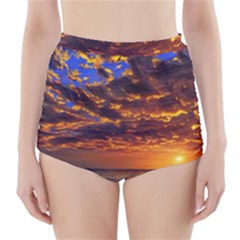 Orange Sunburst High-waisted Bikini Bottoms by GardenOfOphir