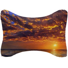 Orange Sunburst Seat Head Rest Cushion by GardenOfOphir