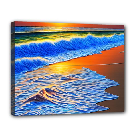 Summer Sunset At The Beach Canvas 14  X 11  (stretched) by GardenOfOphir