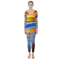 Summer Sunset At The Beach Long Sleeve Catsuit