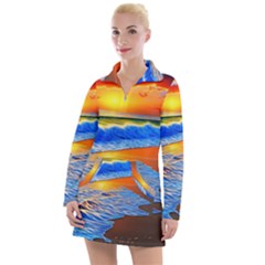 Summer Sunset At The Beach Women s Long Sleeve Casual Dress by GardenOfOphir