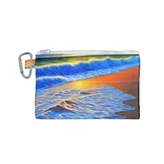 Summer Sunset At The Beach Canvas Cosmetic Bag (small) by GardenOfOphir