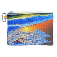 Summer Sunset At The Beach Canvas Cosmetic Bag (xl) by GardenOfOphir