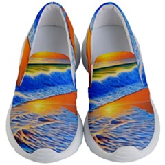 Summer Sunset At The Beach Kids Lightweight Slip Ons by GardenOfOphir