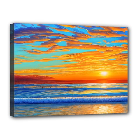 Golden Sunsets Over The Ocean Canvas 16  X 12  (stretched) by GardenOfOphir