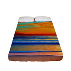 Golden Sunsets Over The Ocean Fitted Sheet (full/ Double Size) by GardenOfOphir