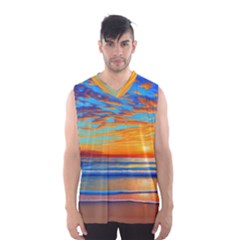 Golden Sunsets Over The Ocean Men s Basketball Tank Top by GardenOfOphir