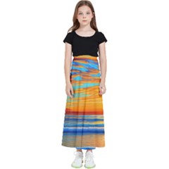 Golden Sunsets Over The Ocean Kids  Flared Maxi Skirt by GardenOfOphir