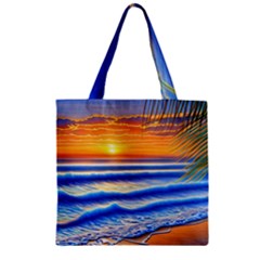 Summer Sunset Surf Zipper Grocery Tote Bag by GardenOfOphir