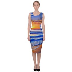 Summer Sunset Surf Sleeveless Pencil Dress by GardenOfOphir