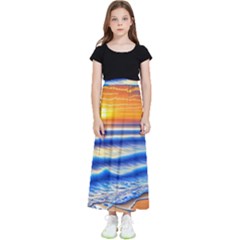 Summer Sunset Surf Kids  Flared Maxi Skirt by GardenOfOphir