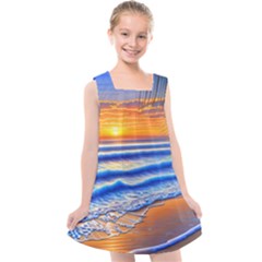 Summer Sunset Surf Kids  Cross Back Dress by GardenOfOphir