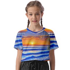 Summer Sunset Surf Kids  Basic Tee by GardenOfOphir