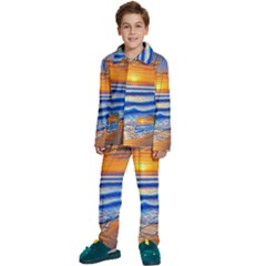 Summer Sunset Surf Kids  Long Sleeve Velvet Pajamas Set by GardenOfOphir