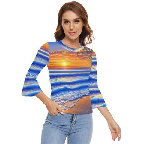 Summer Sunset Surf Bell Sleeve Top by GardenOfOphir