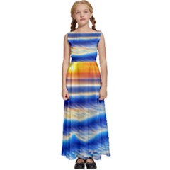 Summer Sunset Surf Kids  Satin Sleeveless Maxi Dress by GardenOfOphir