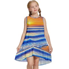 Summer Sunset Surf Kids  Frill Swing Dress by GardenOfOphir