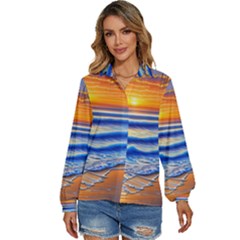 Summer Sunset Surf Women s Long Sleeve Button Down Shirt