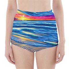 Waves Crashing On The Shore High-waisted Bikini Bottoms by GardenOfOphir