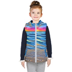 Waves Crashing On The Shore Kids  Hooded Puffer Vest