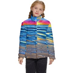 Waves Crashing On The Shore Kids  Puffer Bubble Jacket Coat by GardenOfOphir