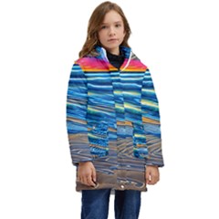 Waves Crashing On The Shore Kid s Hooded Longline Puffer Jacket by GardenOfOphir