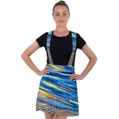 Waves Crashing On The Shore Velvet Suspender Skater Skirt by GardenOfOphir