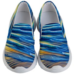 Waves Crashing On The Shore Kids Lightweight Slip Ons by GardenOfOphir